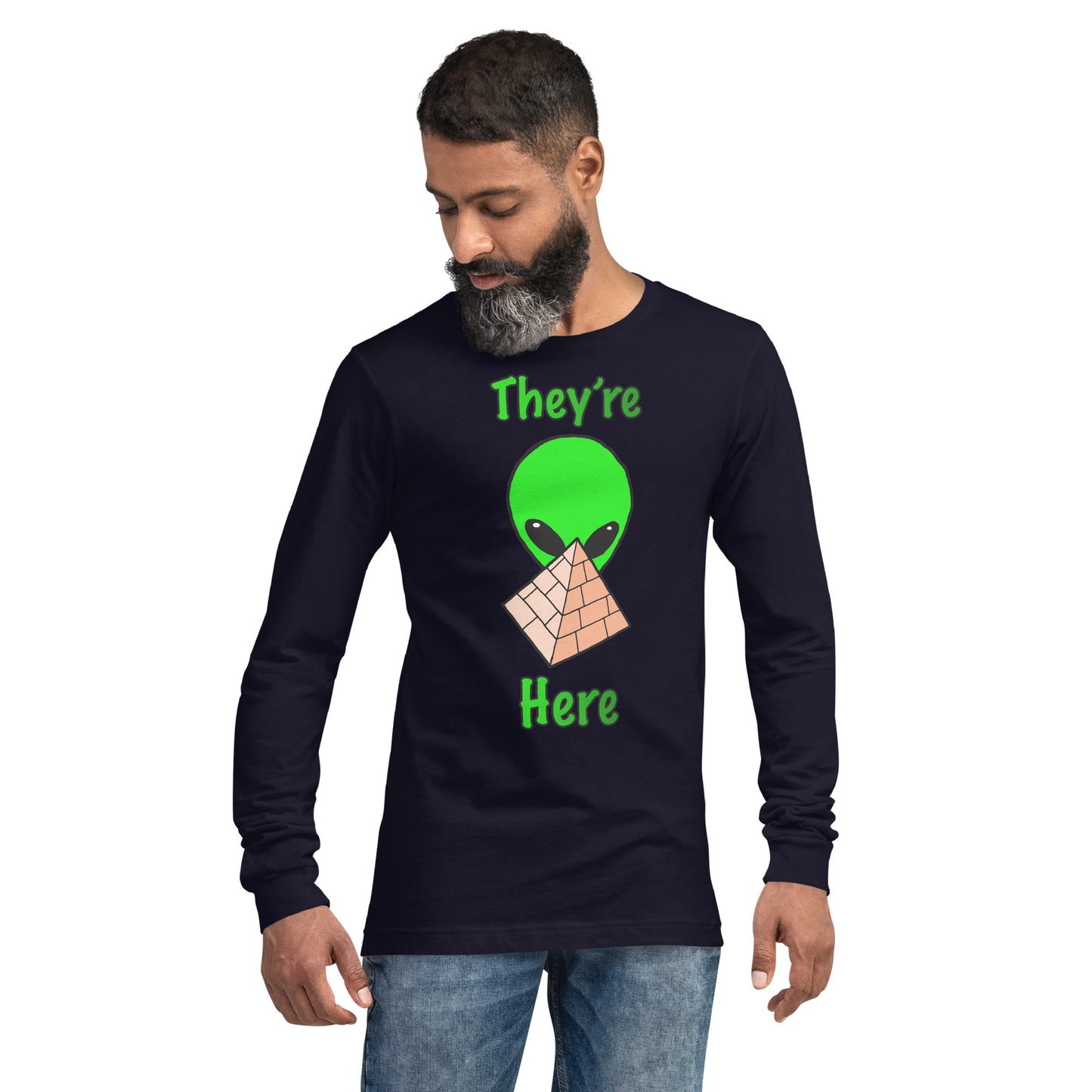 Green Alien Pyramid Unisex Long Sleeve Tee