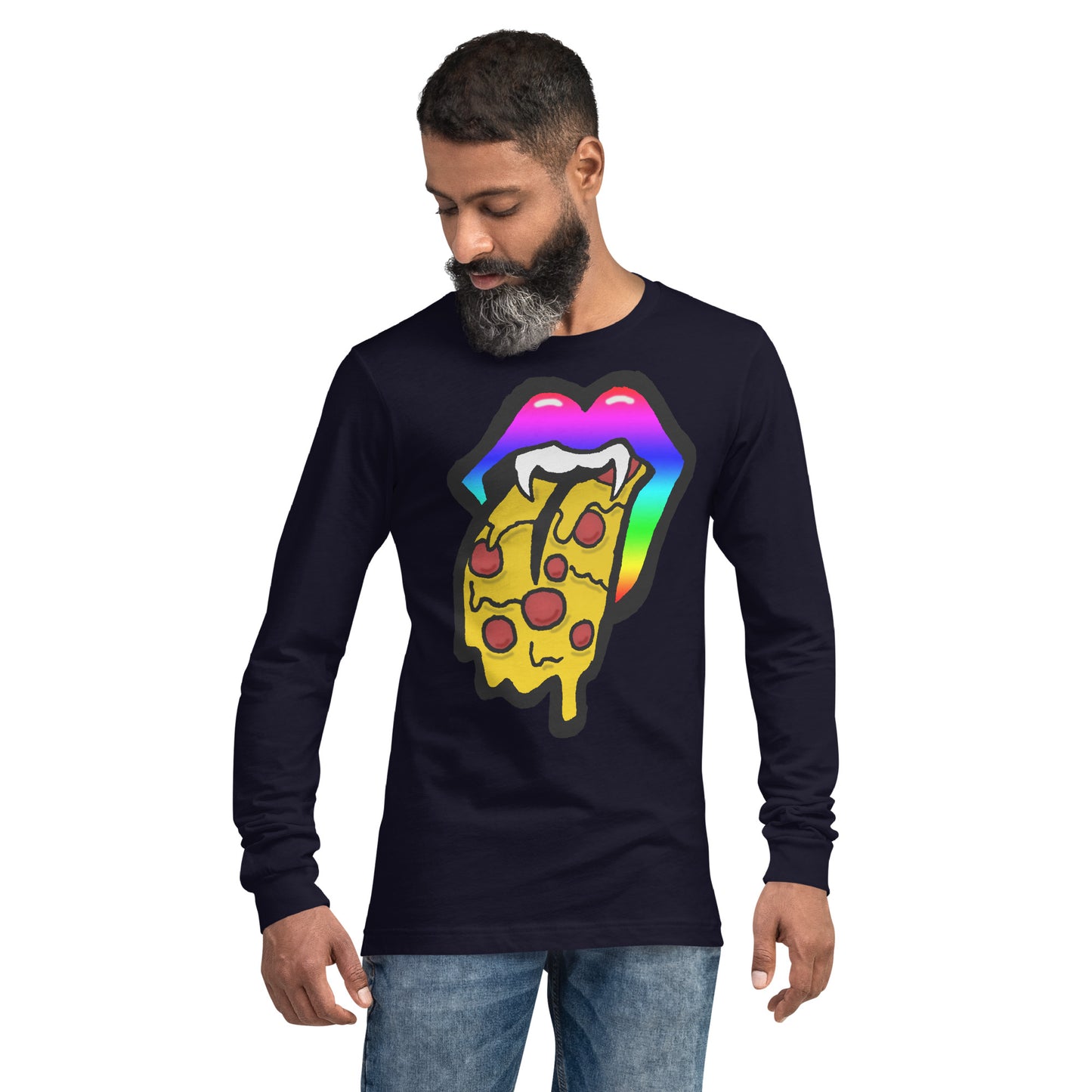 Rainbow Pizza Tongue Unisex Long Sleeve Tee