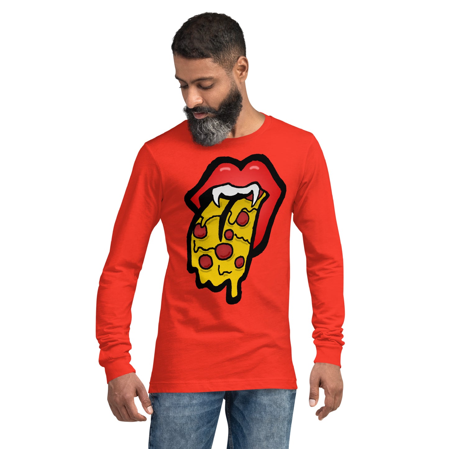 Red Pizza Tongue Unisex Long Sleeve Tee