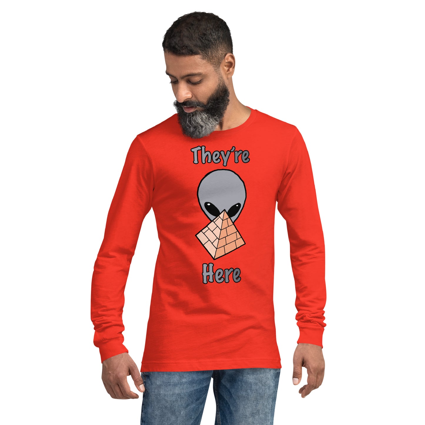 Gray Alien Pyramid Unisex Long Sleeve Tee