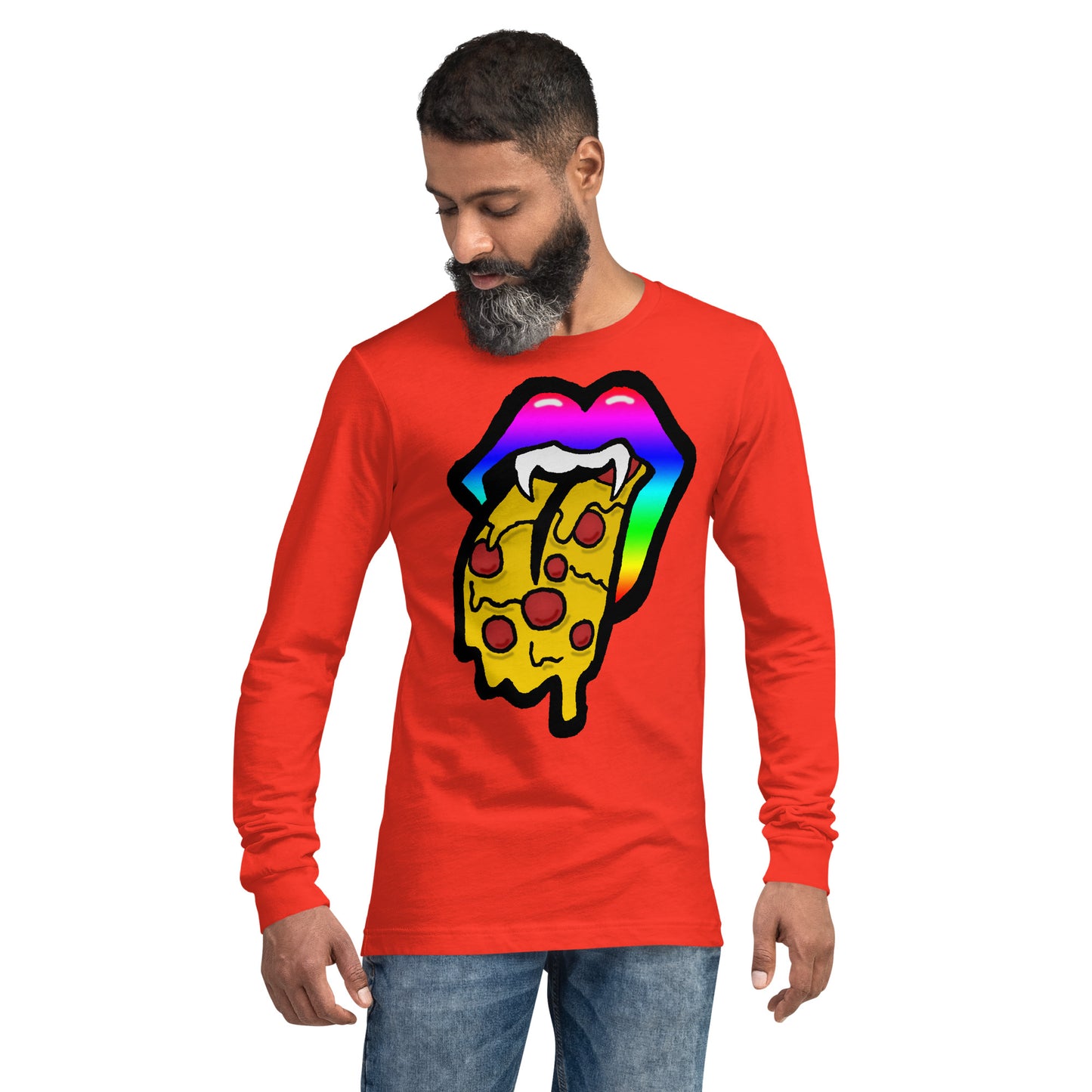 Rainbow Pizza Tongue Unisex Long Sleeve Tee