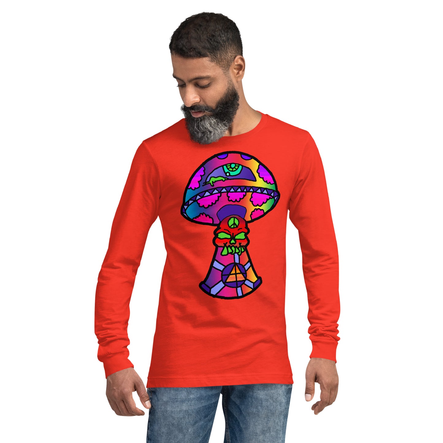 Rainbow Skull Shroom Unisex Long Sleeve Tee