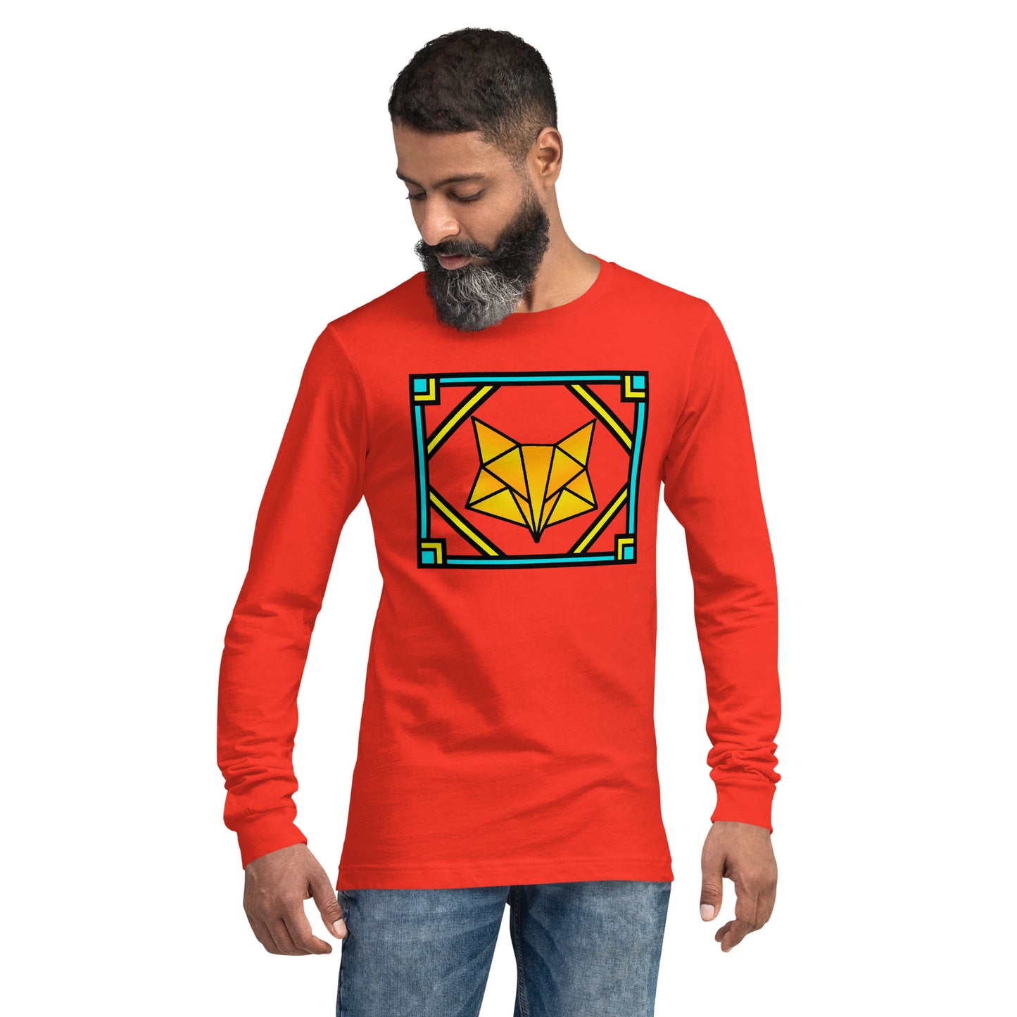 Orange Box Fox Unisex Long Sleeve Tee