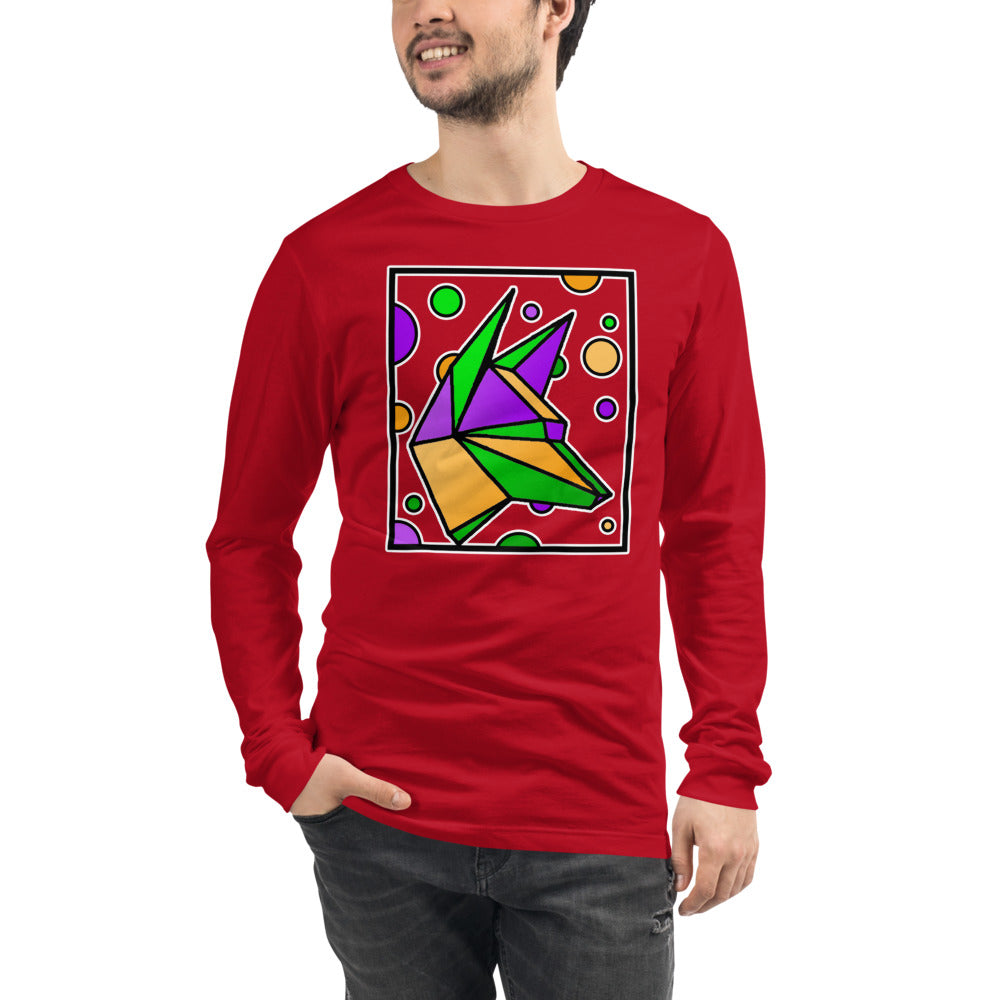 Mardi Gras Box Dog Unisex Long Sleeve Tee