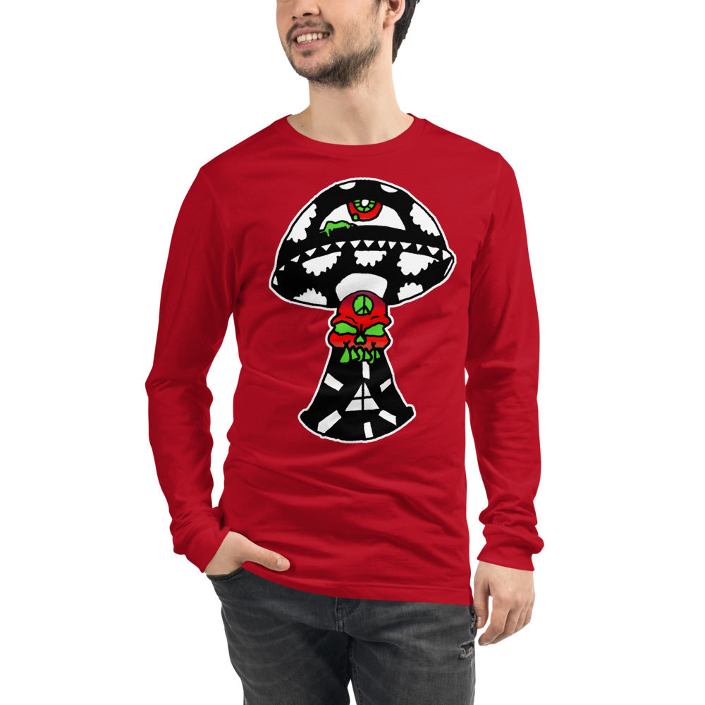 Black and White Skull Shroom Unisex Long Sleeve Tee