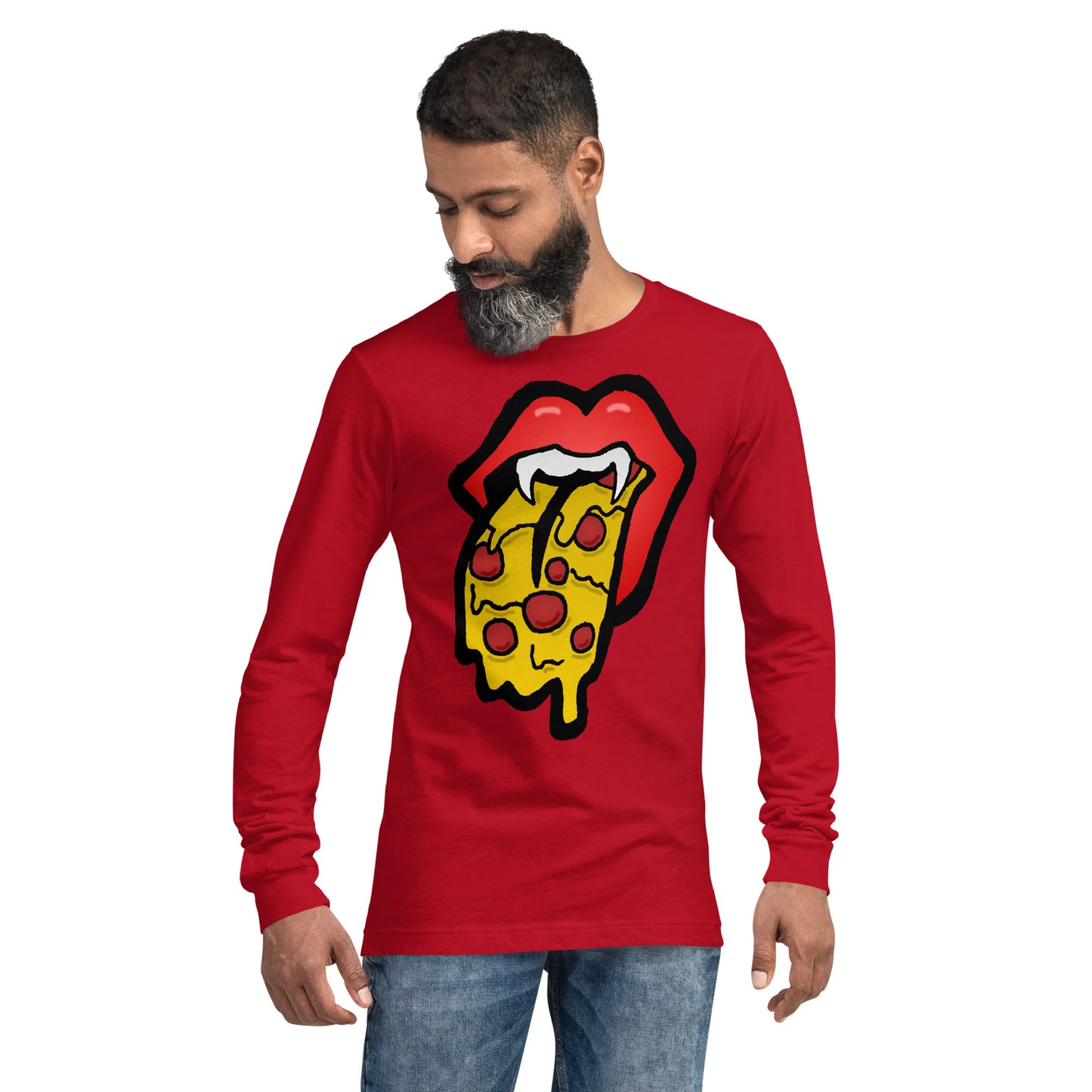 Red Pizza Tongue Unisex Long Sleeve Tee