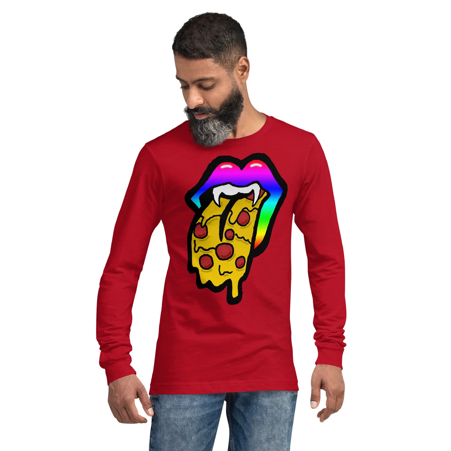 Rainbow Pizza Tongue Unisex Long Sleeve Tee