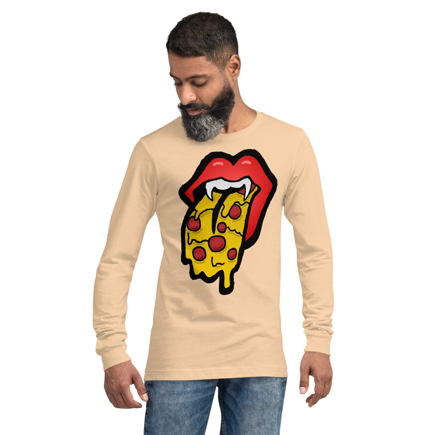 Red Pizza Tongue Unisex Long Sleeve Tee