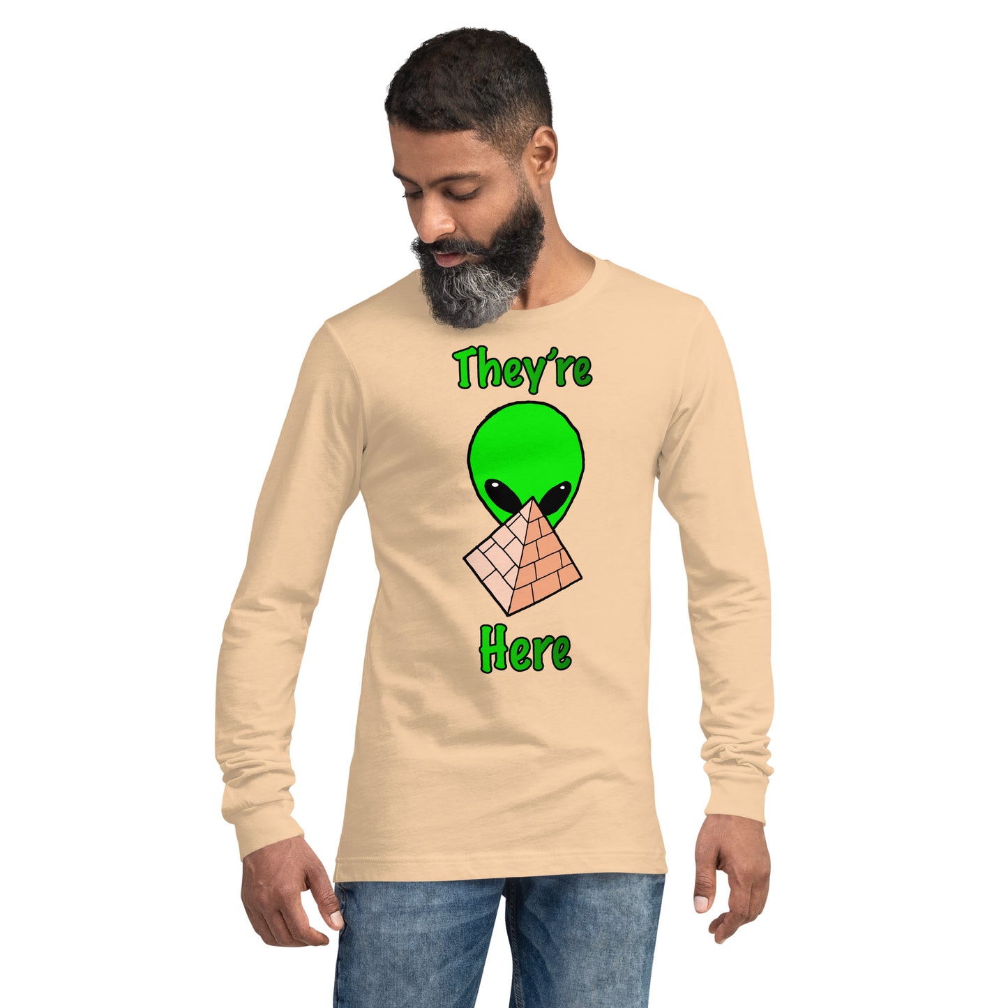 Green Alien Pyramid Unisex Long Sleeve Tee