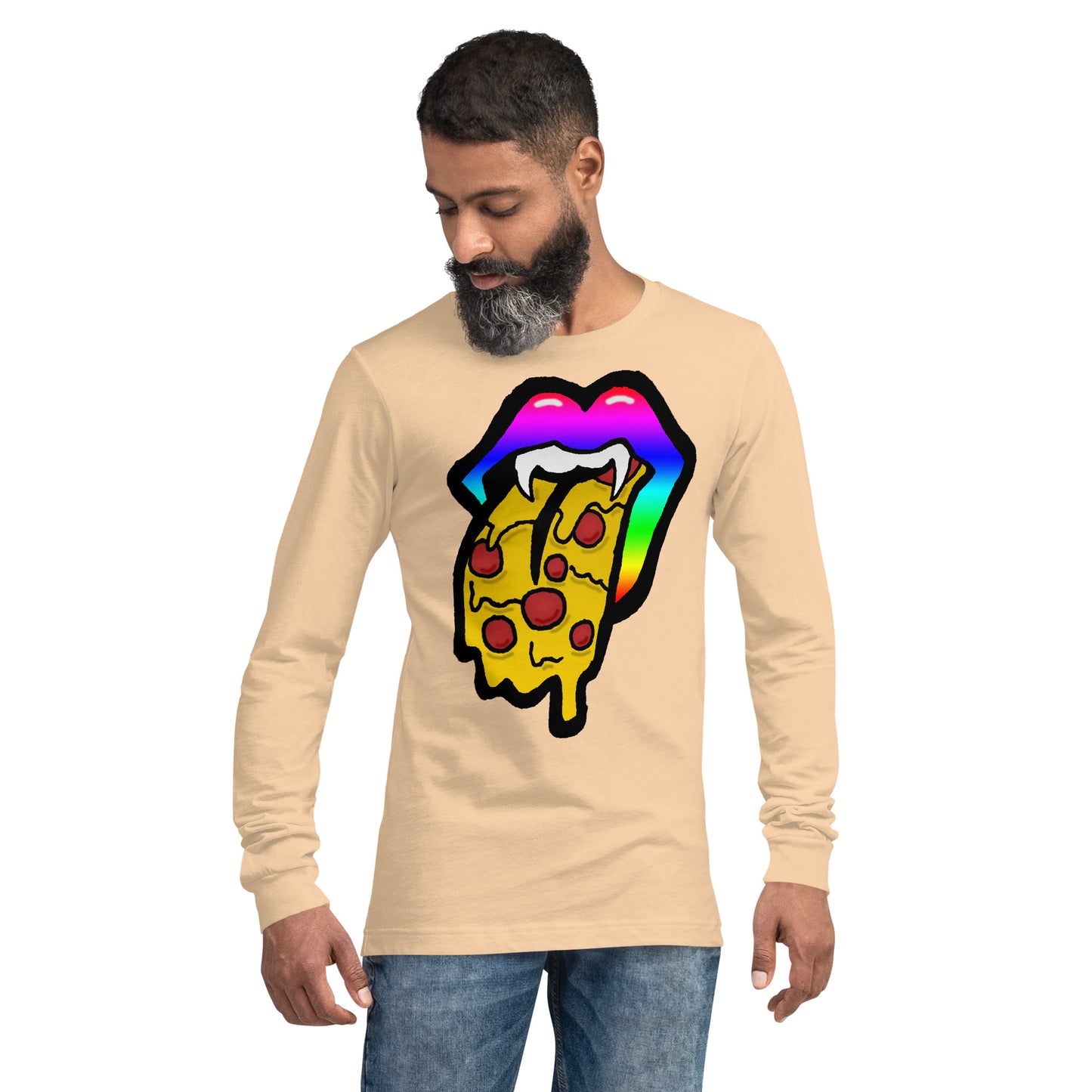 Rainbow Pizza Tongue Unisex Long Sleeve Tee