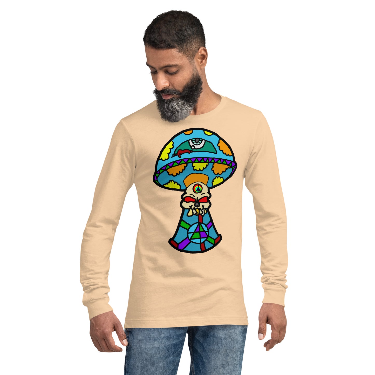 Multicolored Skull Shroom Unisex Long Sleeve Tee