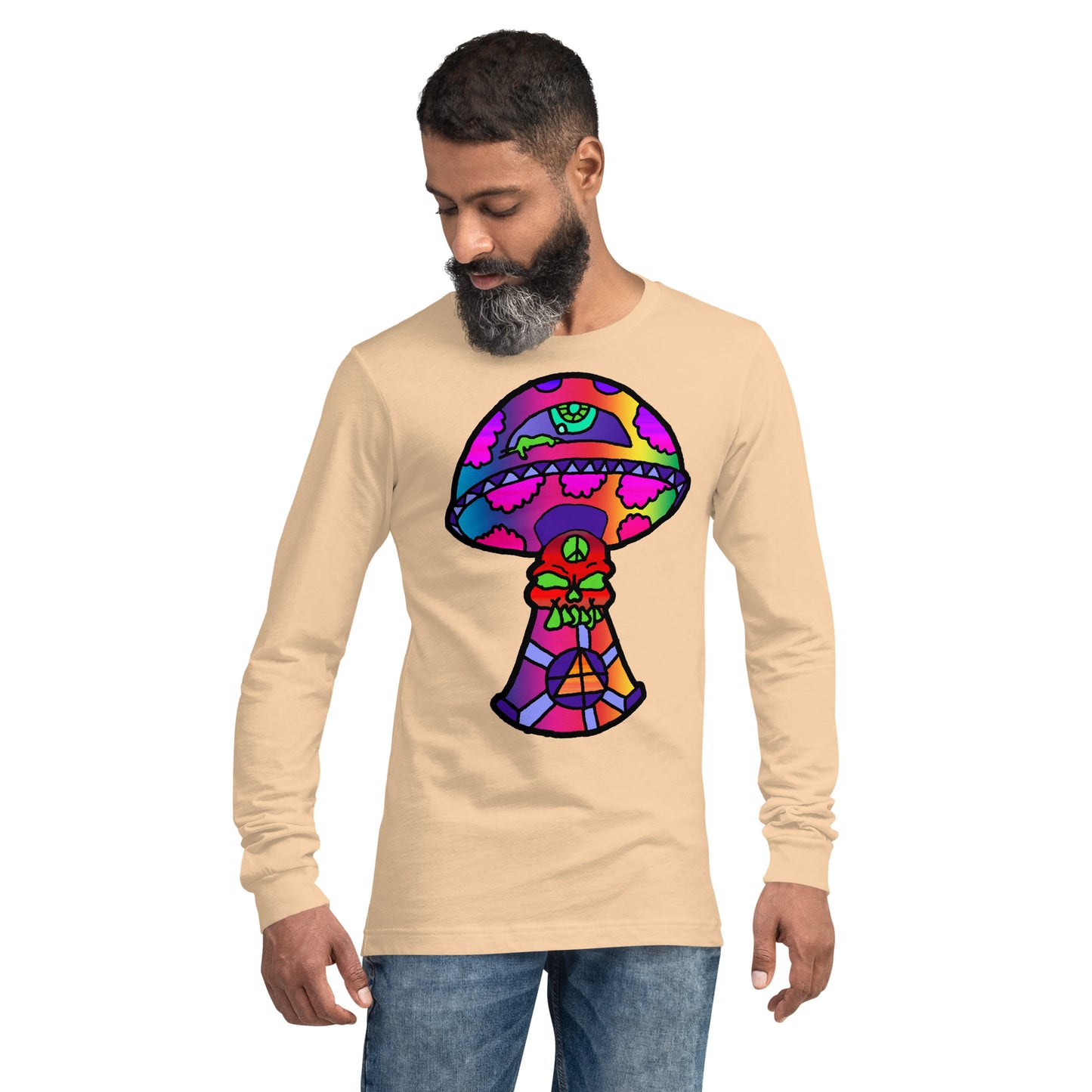 Rainbow Skull Shroom Unisex Long Sleeve Tee