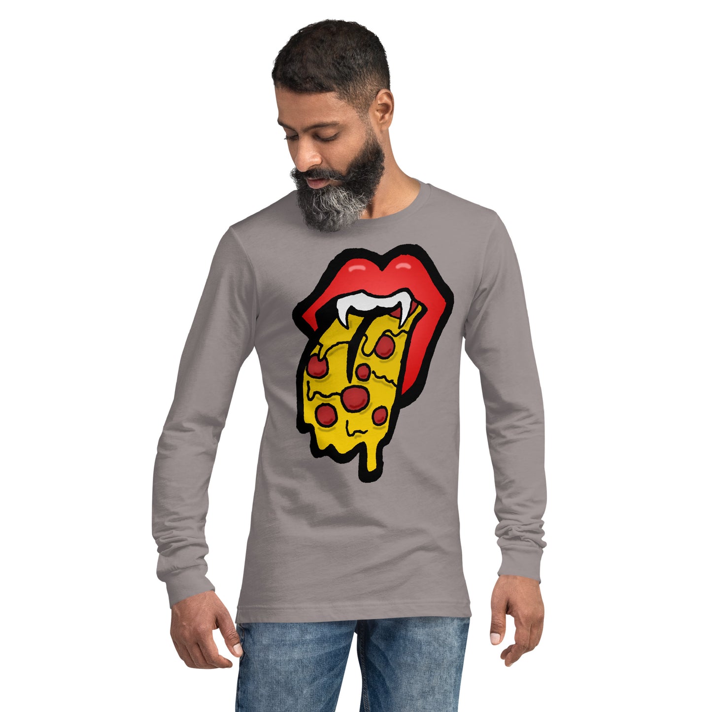 Red Pizza Tongue Unisex Long Sleeve Tee