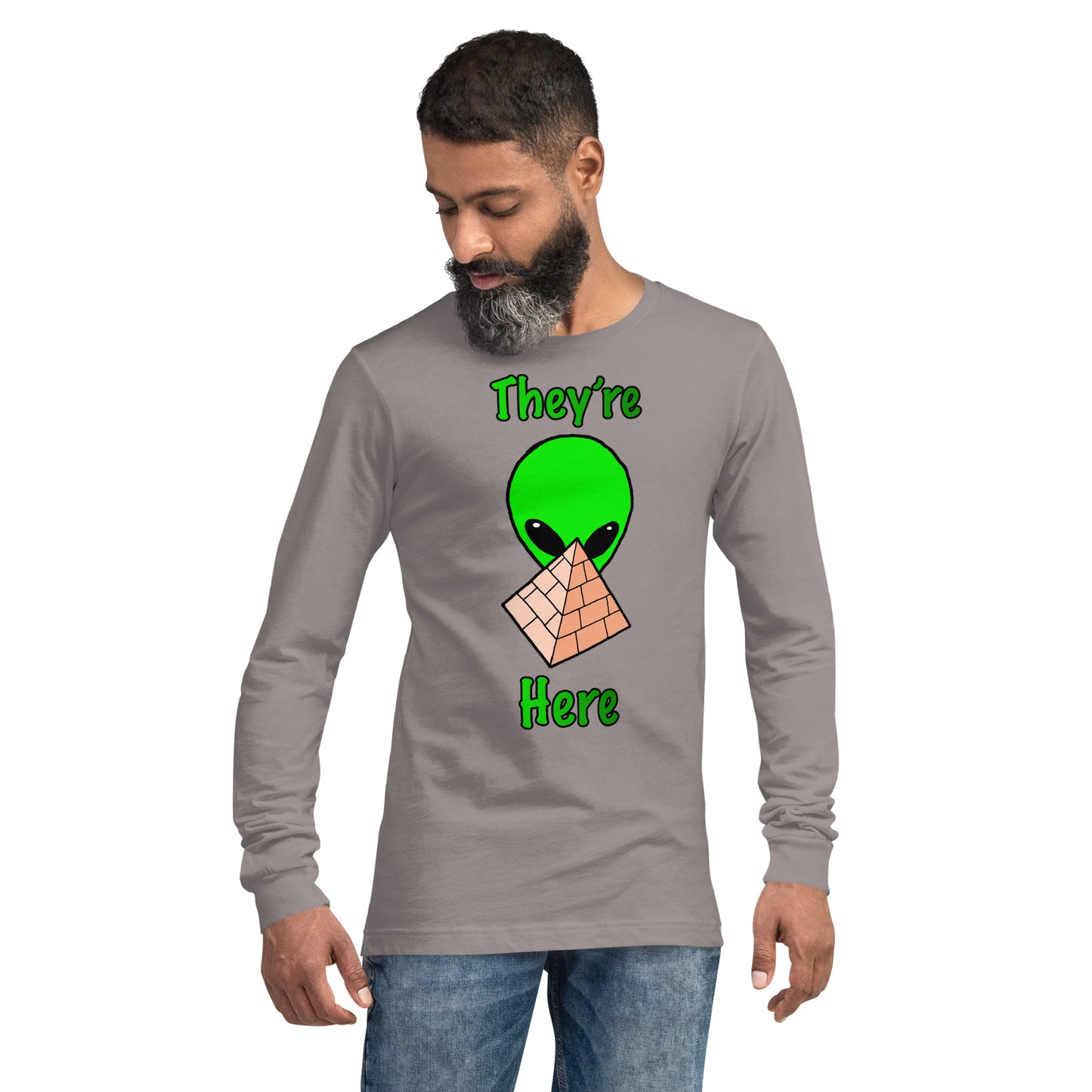 Green Alien Pyramid Unisex Long Sleeve Tee