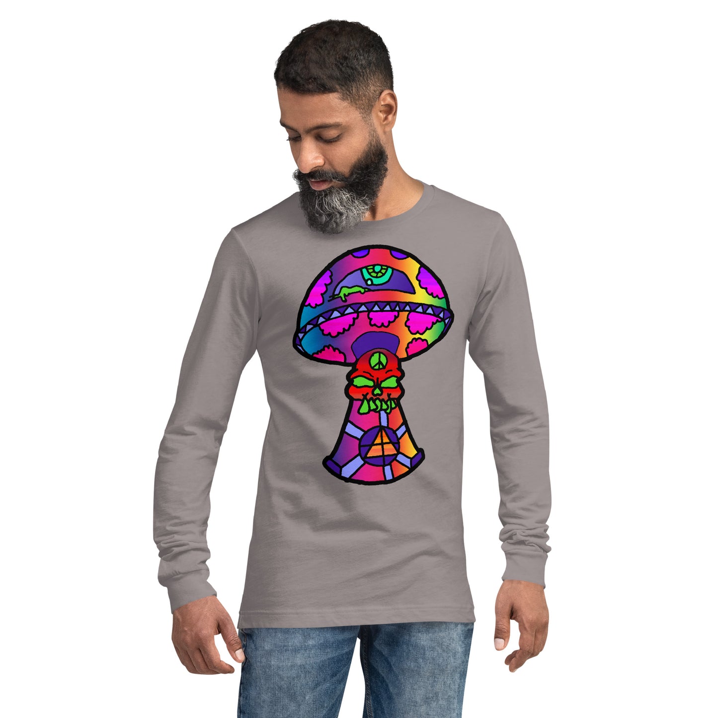 Rainbow Skull Shroom Unisex Long Sleeve Tee