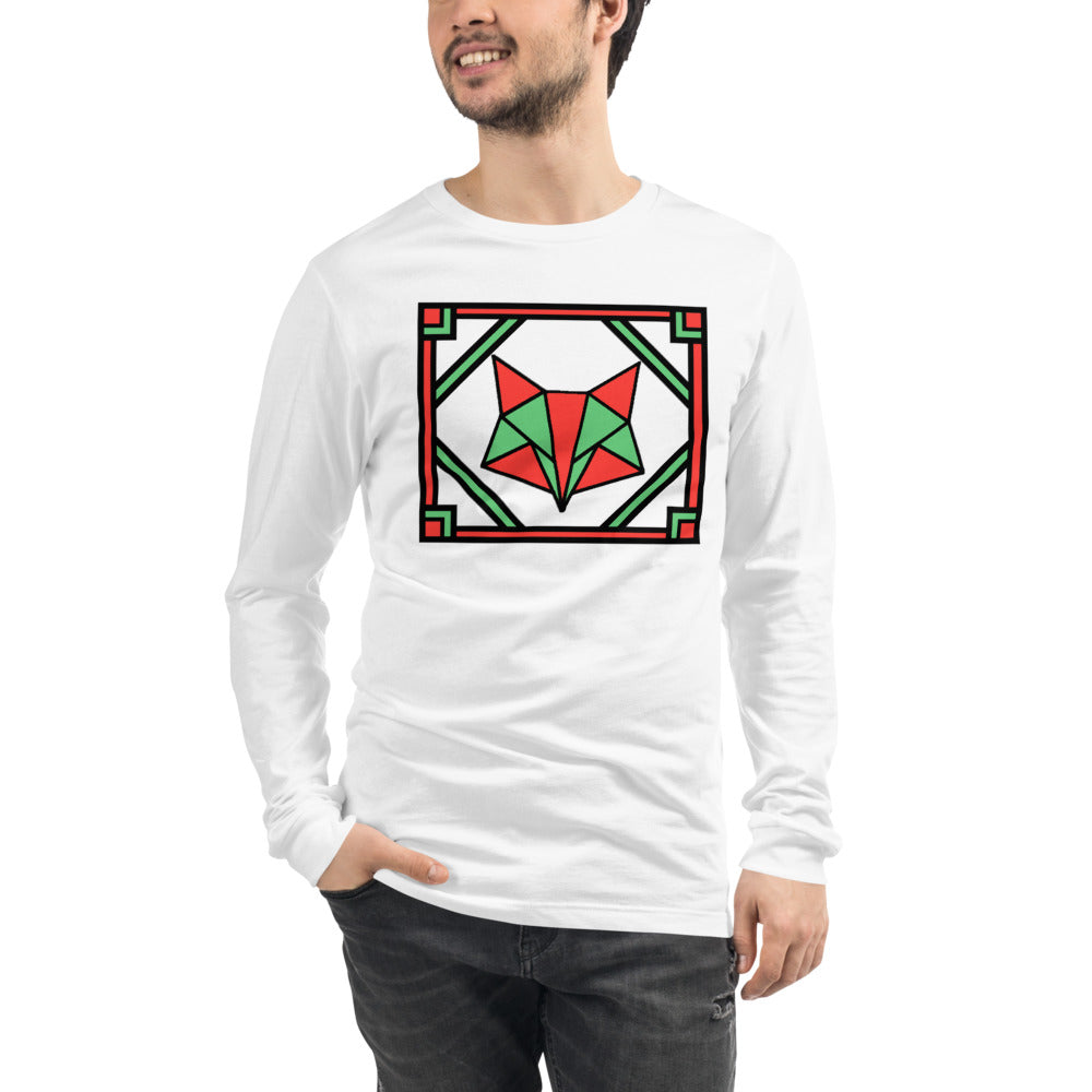 Red and Green Box Fox Unisex Long Sleeve Tee