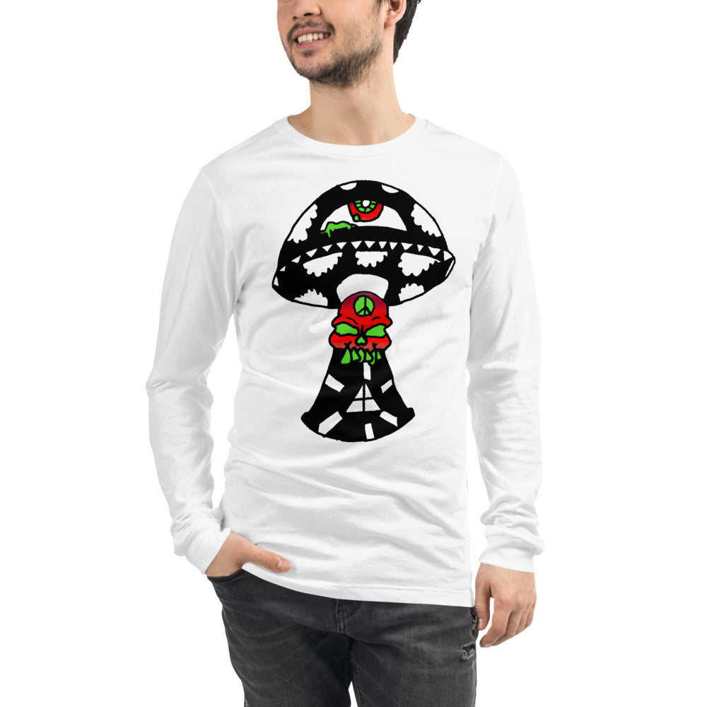 Black and White Skull Shroom Unisex Long Sleeve Tee