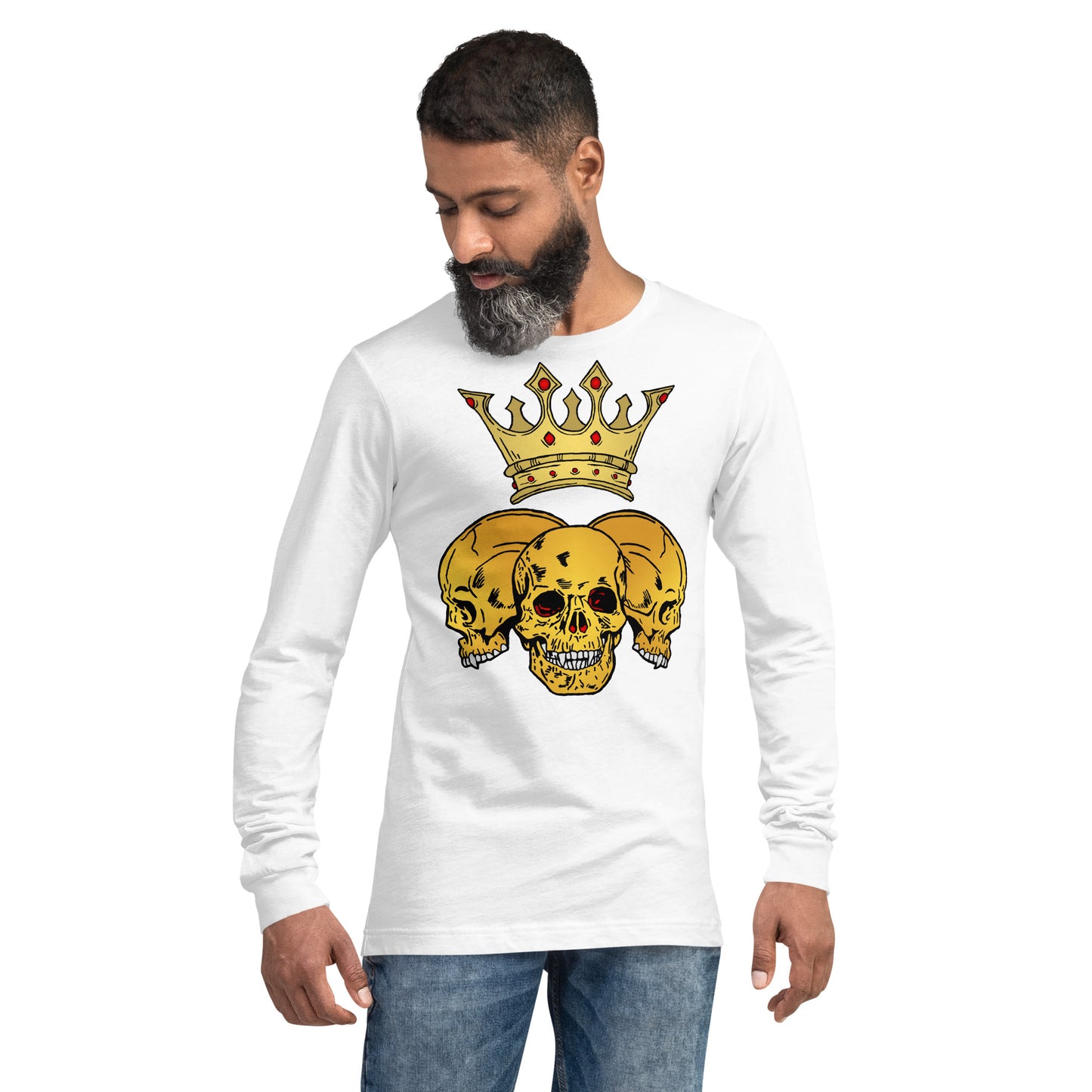 Triple Skull Crown Unisex Long Sleeve Tee