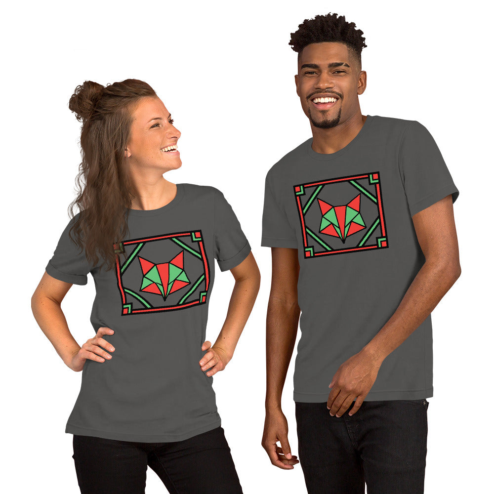 Red and Green Box Fox Short-Sleeve Unisex T-Shirt