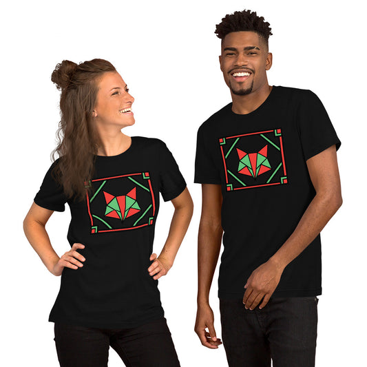 Red and Green Box Fox Short-Sleeve Unisex T-Shirt