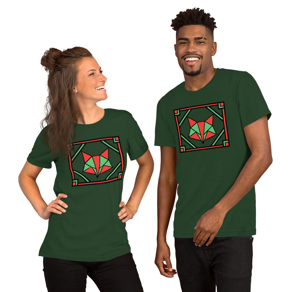 Red and Green Box Fox Short-Sleeve Unisex T-Shirt