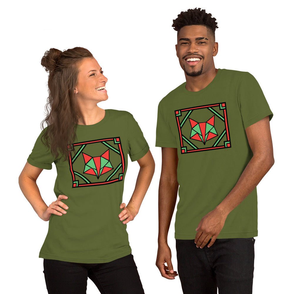 Red and Green Box Fox Short-Sleeve Unisex T-Shirt