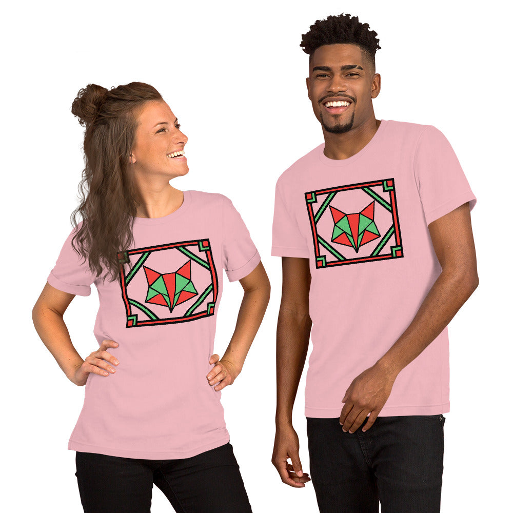 Red and Green Box Fox Short-Sleeve Unisex T-Shirt