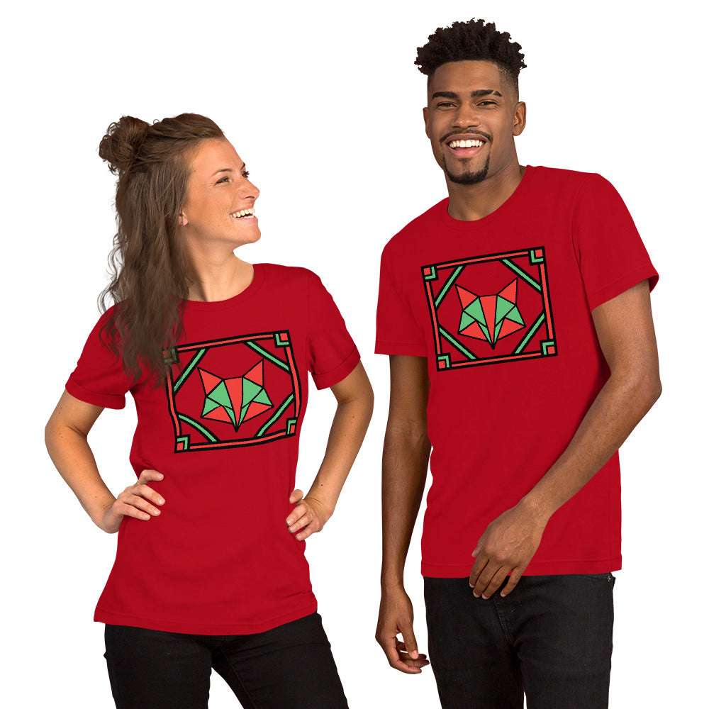 Red and Green Box Fox Short-Sleeve Unisex T-Shirt