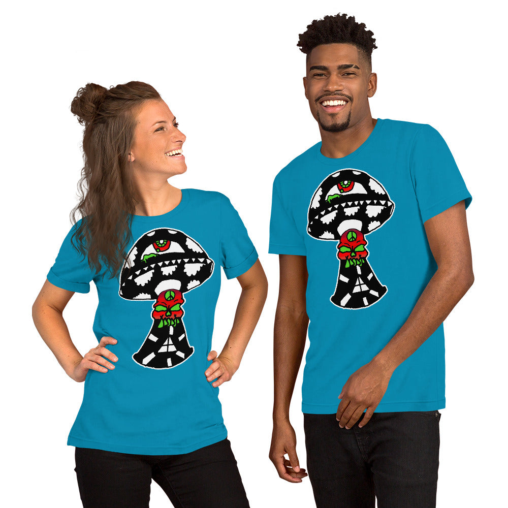 Black and White Skull Shroom Short-Sleeve Unisex T-Shirt