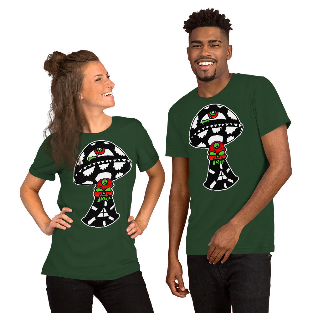 Black and White Skull Shroom Short-Sleeve Unisex T-Shirt