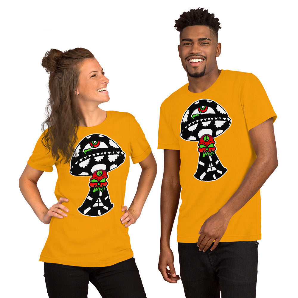 Black and White Skull Shroom Short-Sleeve Unisex T-Shirt