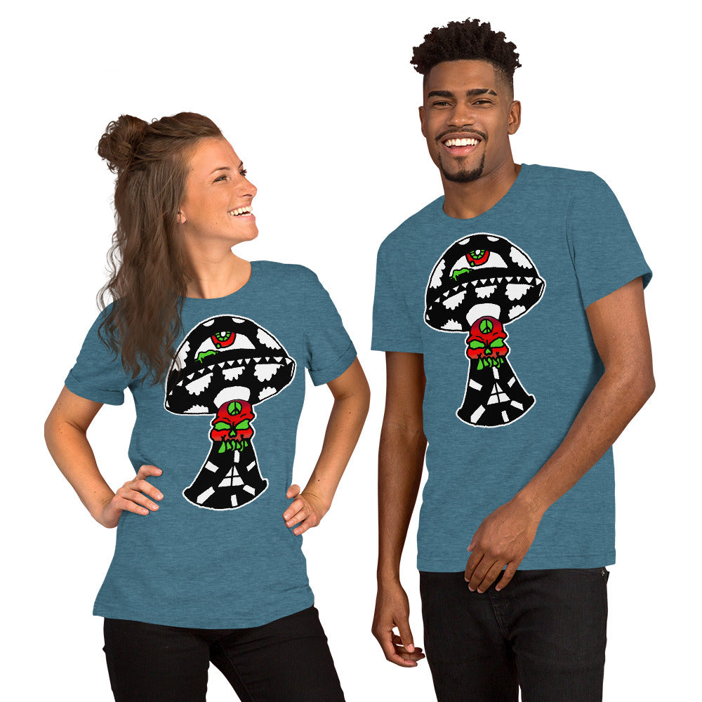 Black and White Skull Shroom Short-Sleeve Unisex T-Shirt