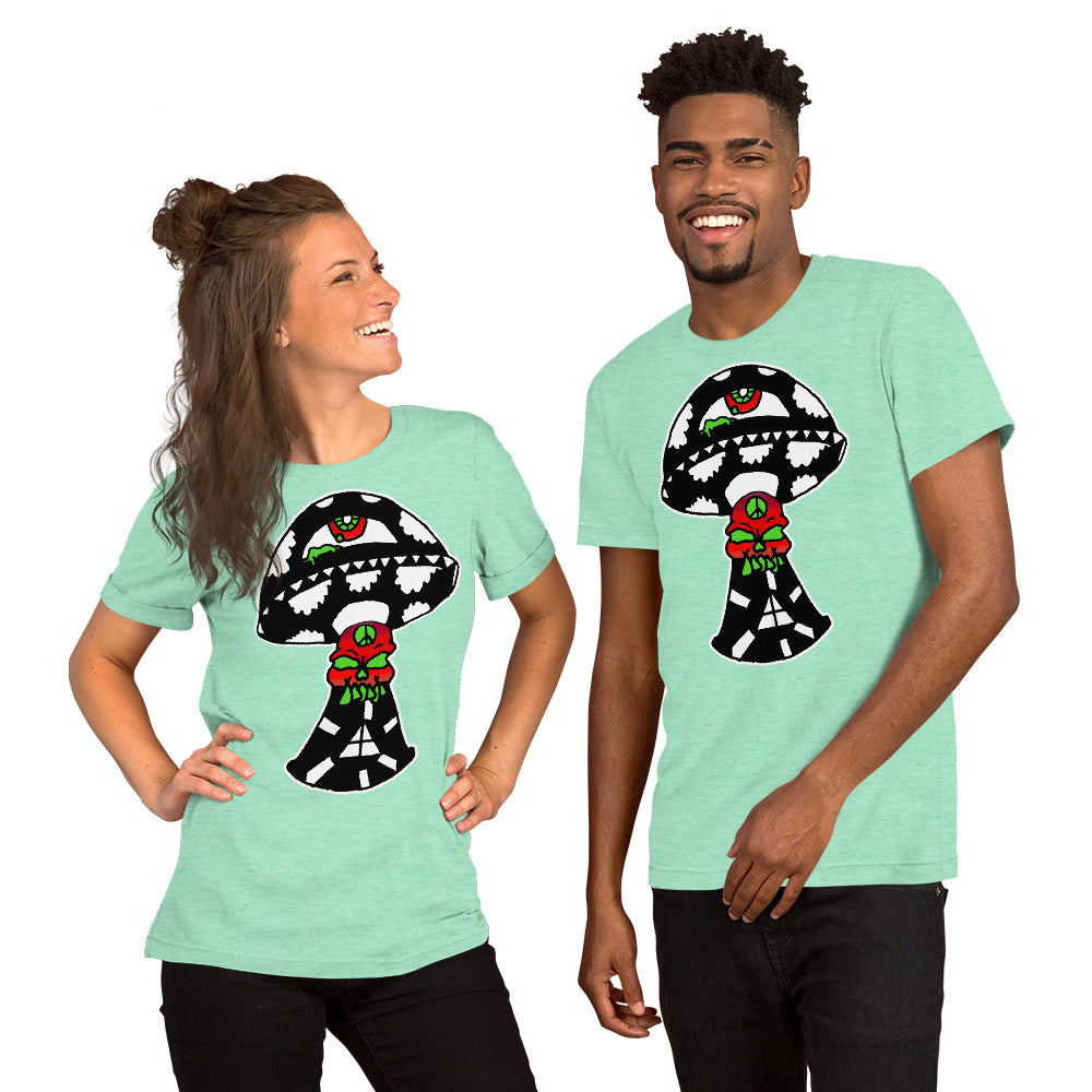 Black and White Skull Shroom Short-Sleeve Unisex T-Shirt