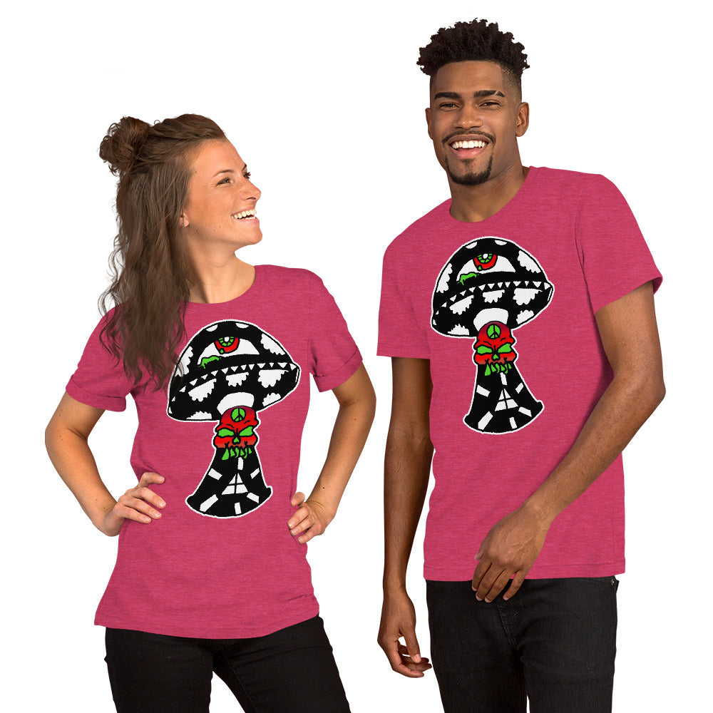 Black and White Skull Shroom Short-Sleeve Unisex T-Shirt