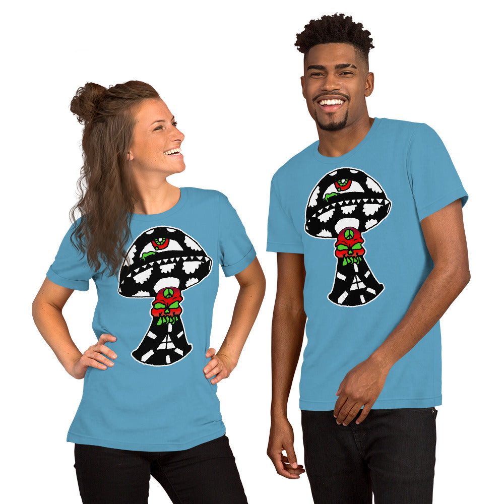 Black and White Skull Shroom Short-Sleeve Unisex T-Shirt