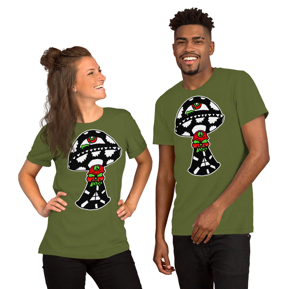 Black and White Skull Shroom Short-Sleeve Unisex T-Shirt