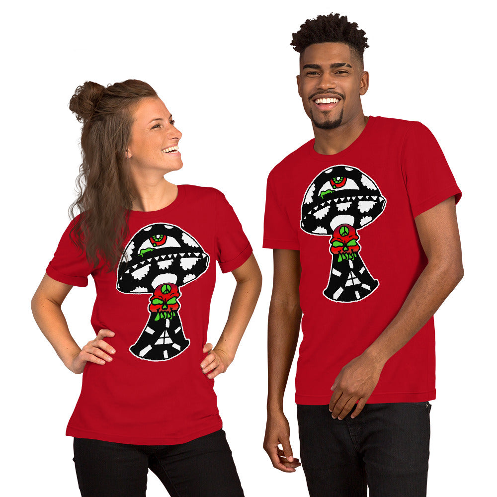 Black and White Skull Shroom Short-Sleeve Unisex T-Shirt