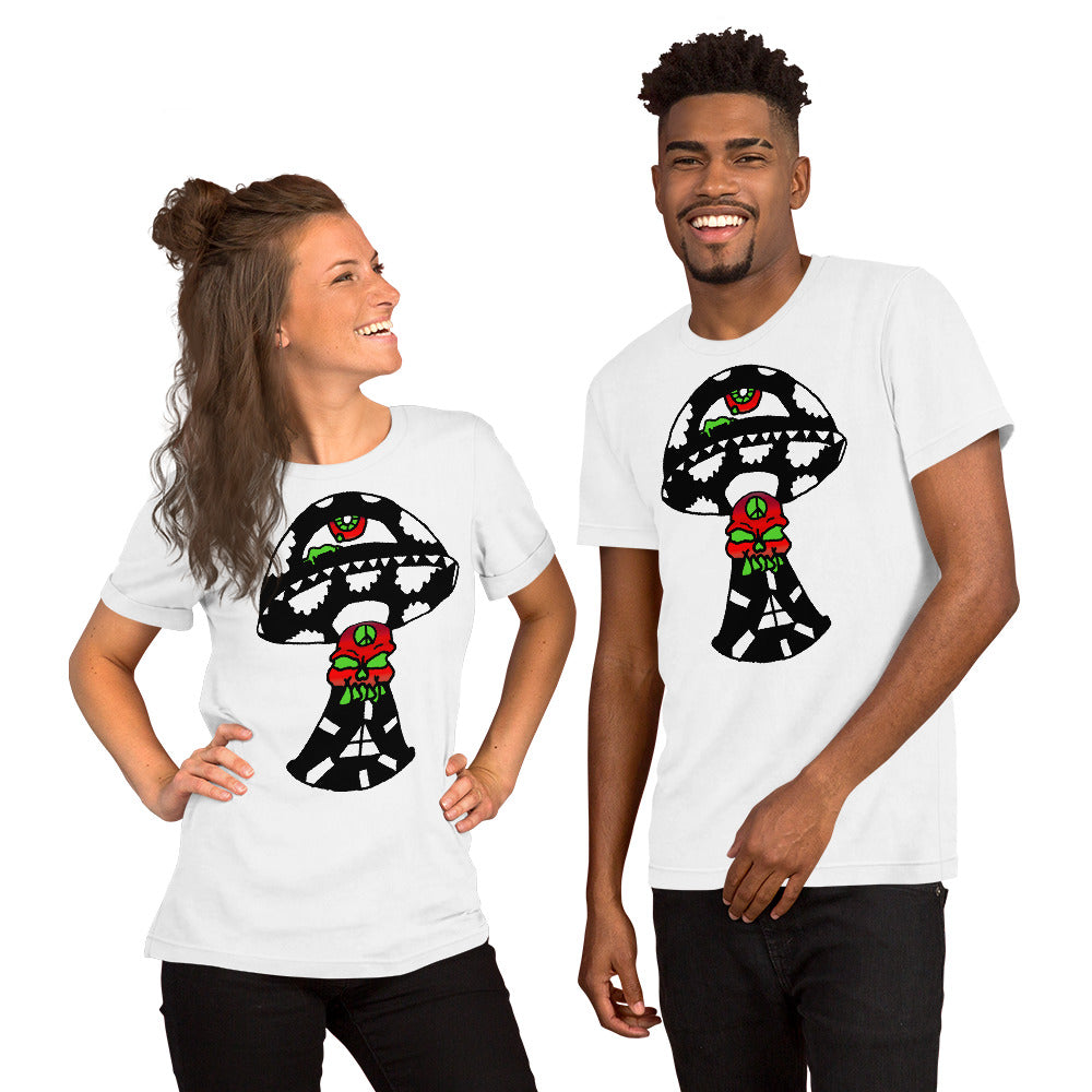 Black and White Skull Shroom Short-Sleeve Unisex T-Shirt